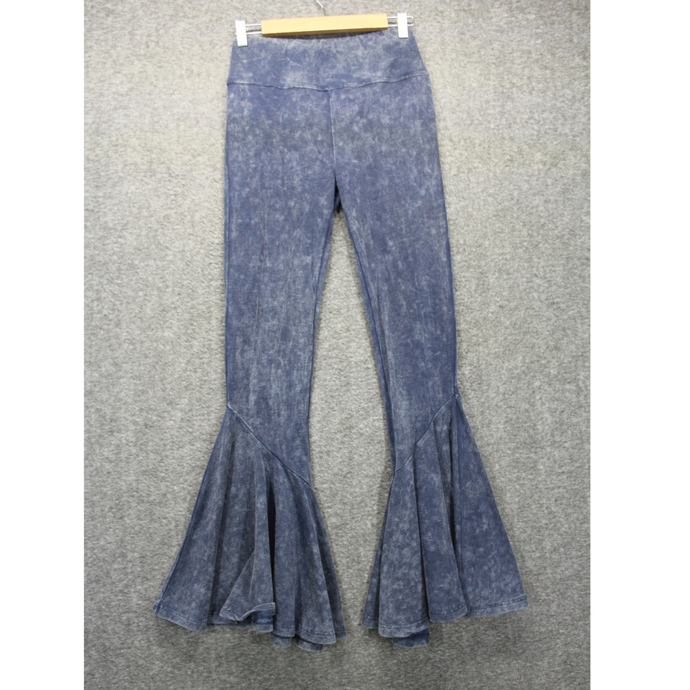 Earthbound Flower Child Blue Flare Pants Size Small